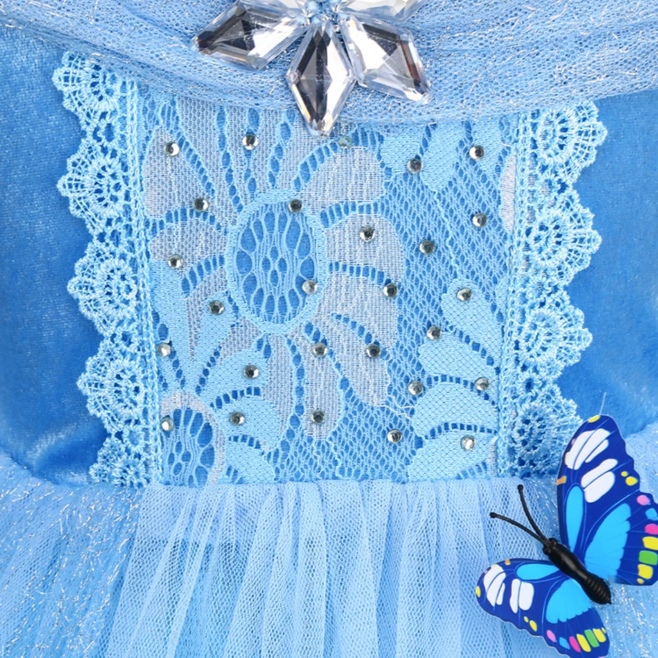 Cinderella Costume for Girls Princess Dress Kids Halloween Carvinal Fancy Party Dresses Children Butterfly Decoration Vestidos 2