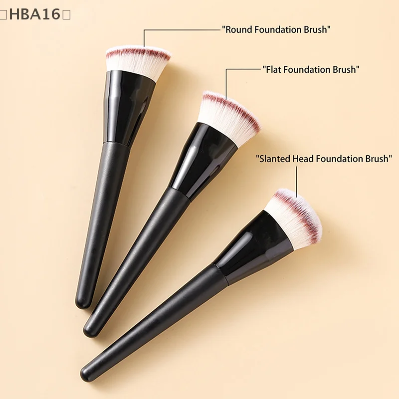 HBA16⚡ângulo/plano/redondo superior base líquida contorno brochas de maquillaje crema rubor cerdas densas pelo cara herramienta de maquillaje para pulir