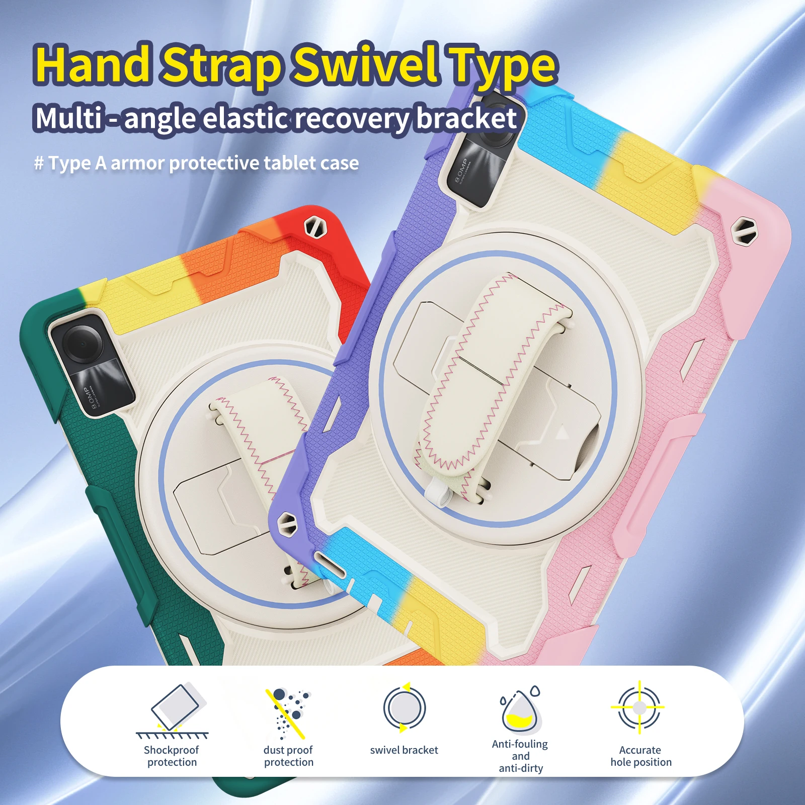 Wytrzymałe, solidne etui z obrotową podstawką 360° do Redmi Pad 2 Pro 12.1" 9.7" SE 11" 4G 8.7" 10.61" Xiaomi Poco Pad M1 C1 — zdjęcie produktu 6