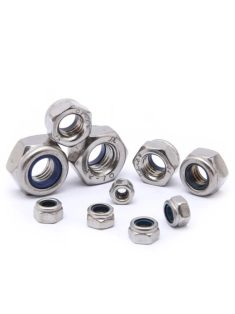 Nylon Insert Lock Nut DIN985 201 Stainless Steel Hex Nylon Nuts M4 M5 M6 M8 M10 Fit Metric Bolts & Screws