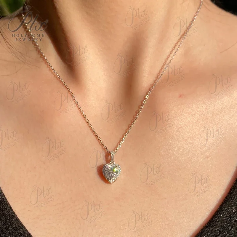 Ohrringe, Halskette, Schmucksets, Herzform, D-Farbe, Moissanit, 100 % 925er Sterlingsilber, 18 Karat vergoldet, für Damen, edles Hochzeitsgeschenk – Detail 12