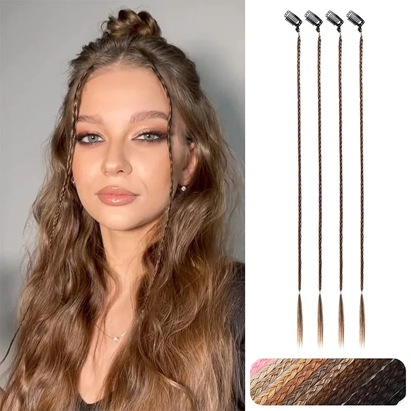 Extensiones de cabello de trenzas pequeñas para mujer, postizos sintéticos suaves y naturales de 22 \