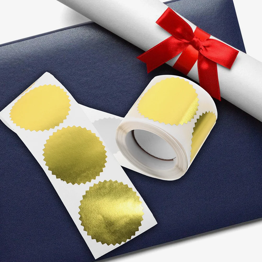 2 Rolls Stencil Sticker Diploma Medal Stickers for Certificate Gear Seal Certificates Medals Graduation Creative Golden