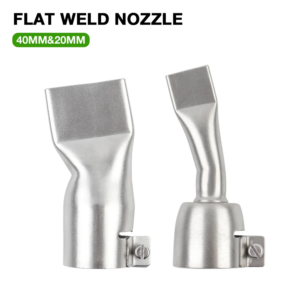 

20/40MM Flat Weld Nozzle Stainless Steel Hot Air Gun Nozzle for Leister/ -BAK Tarpaulin Welding 2Pcs Plastic Hot Air Welder Tool