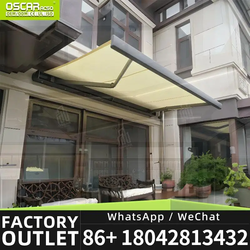7x4M 65x35M 55x35M 45X4M 45X35M Premium UV Protection Wall Mounted Aluminum Retractable Full Cassette Awning Retractable Awning