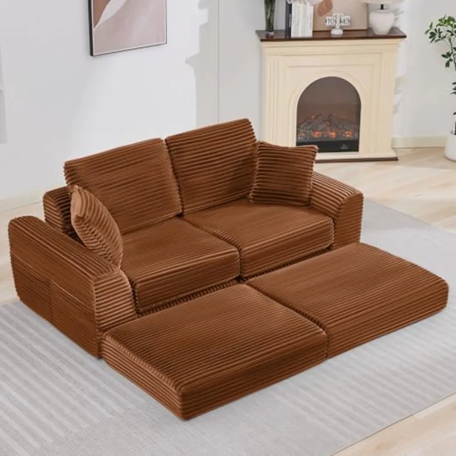 Living room modular sectional sofa, flannel fabric, gray, boneless deep seat with memory foam and reversible chaise, no assembl