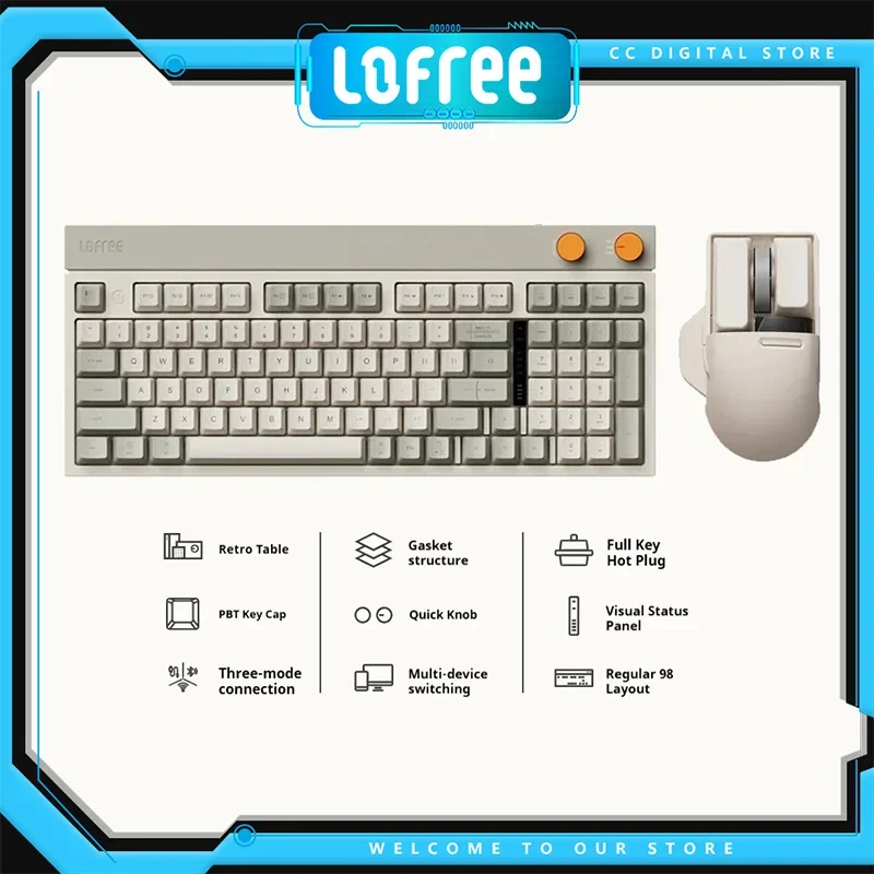 Lofree Block Keyboard Small Square Retro Mechanical Keyboard Three-mode Hot-swappable Customized Gasket Office Wireles Bluetooth