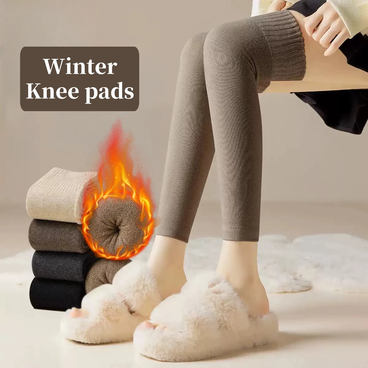 Winter Women's Leg Warmers Are Cold-Resistant, Over-The-Knee Long Leg Warmers with High Elasticity and Slimming Effect, Solid Color, Soft and Comfortable, Thickened for Autumn and Winter, Long Socks for Women, Home Leg Warmers, Sleep Leg Warmers