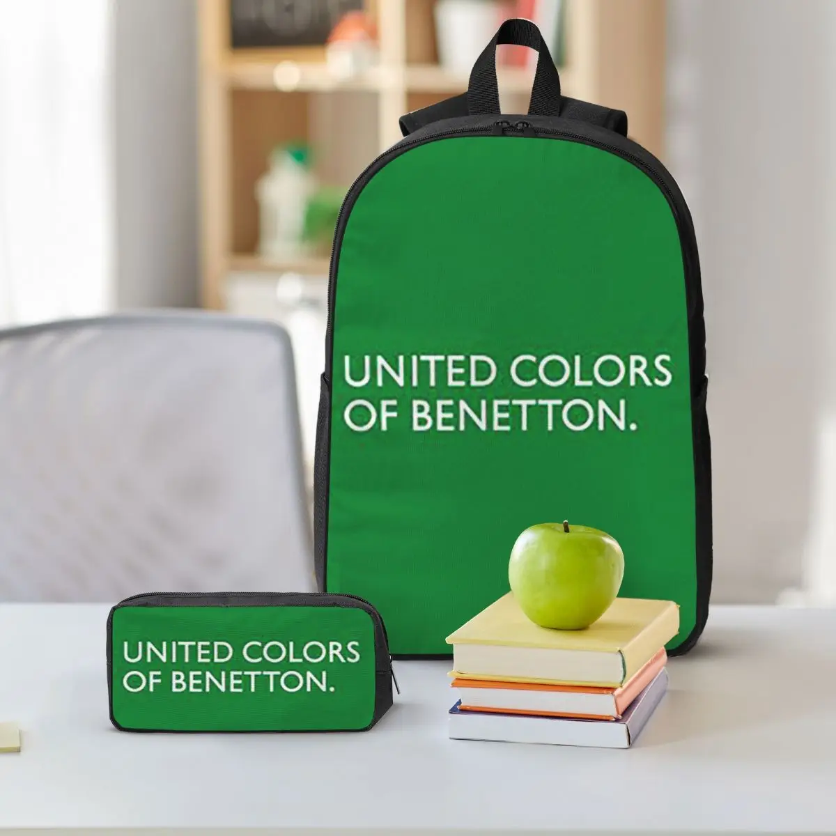 United Colors Of Benetton Backpack Student BookBag School Bag Shoulder Bags 3ps Insulated Lunch Bag Pencil Case