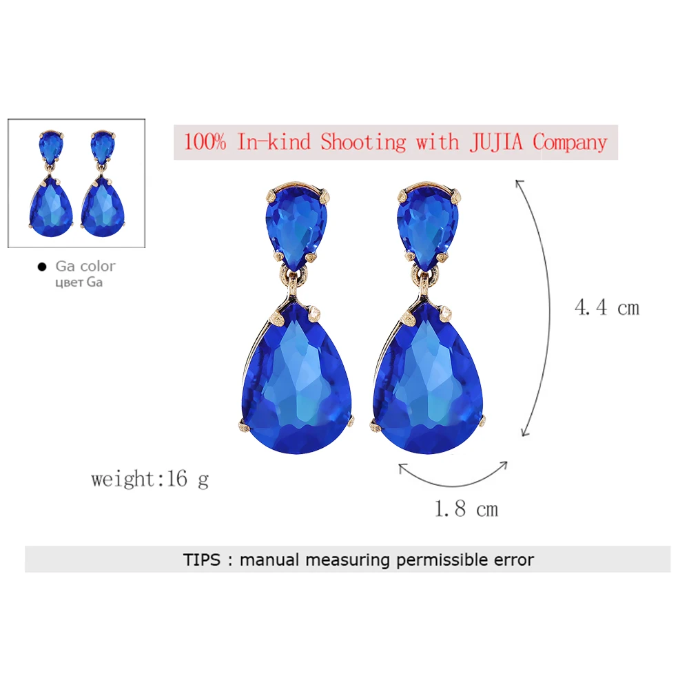 JURAN Statement Blue Series Dangle Drop Earrings Fashion Crystal Rhinestone Earrings for Women Elegant Party Jewelry Accessories