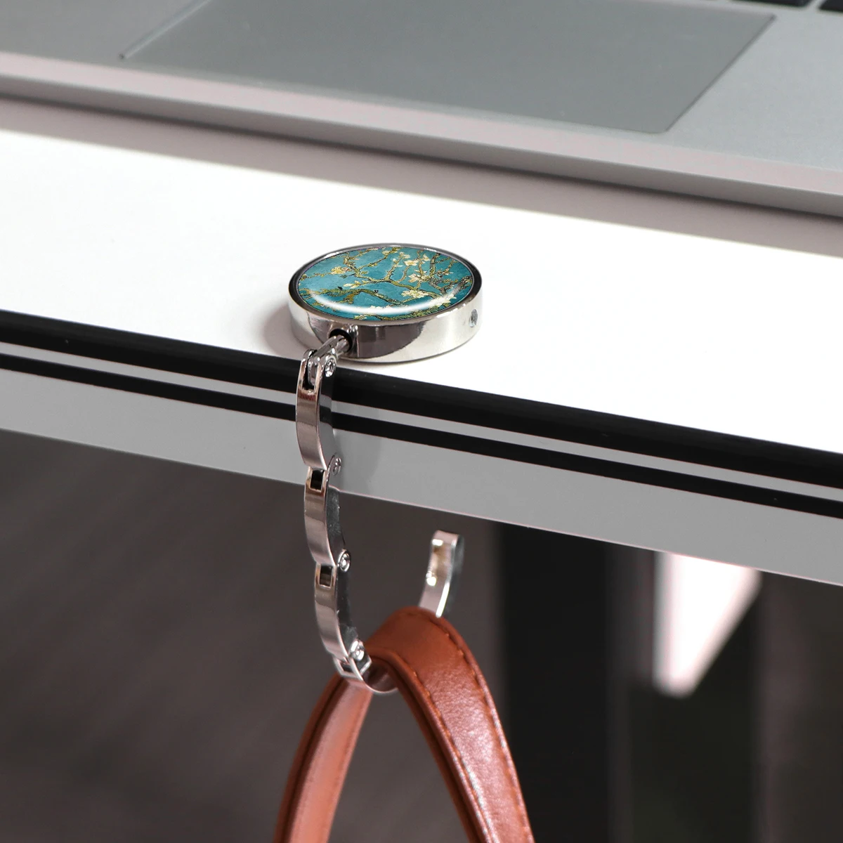 Handtaschenhaken im Ölgemälde-Stil, zusammenklappbar, Metall, Tischtaschenhalter, tragbarer Geldbörsen-Aufhänger, Zubehör, rutschfeste Mehrzweck-Haken – Detail 2