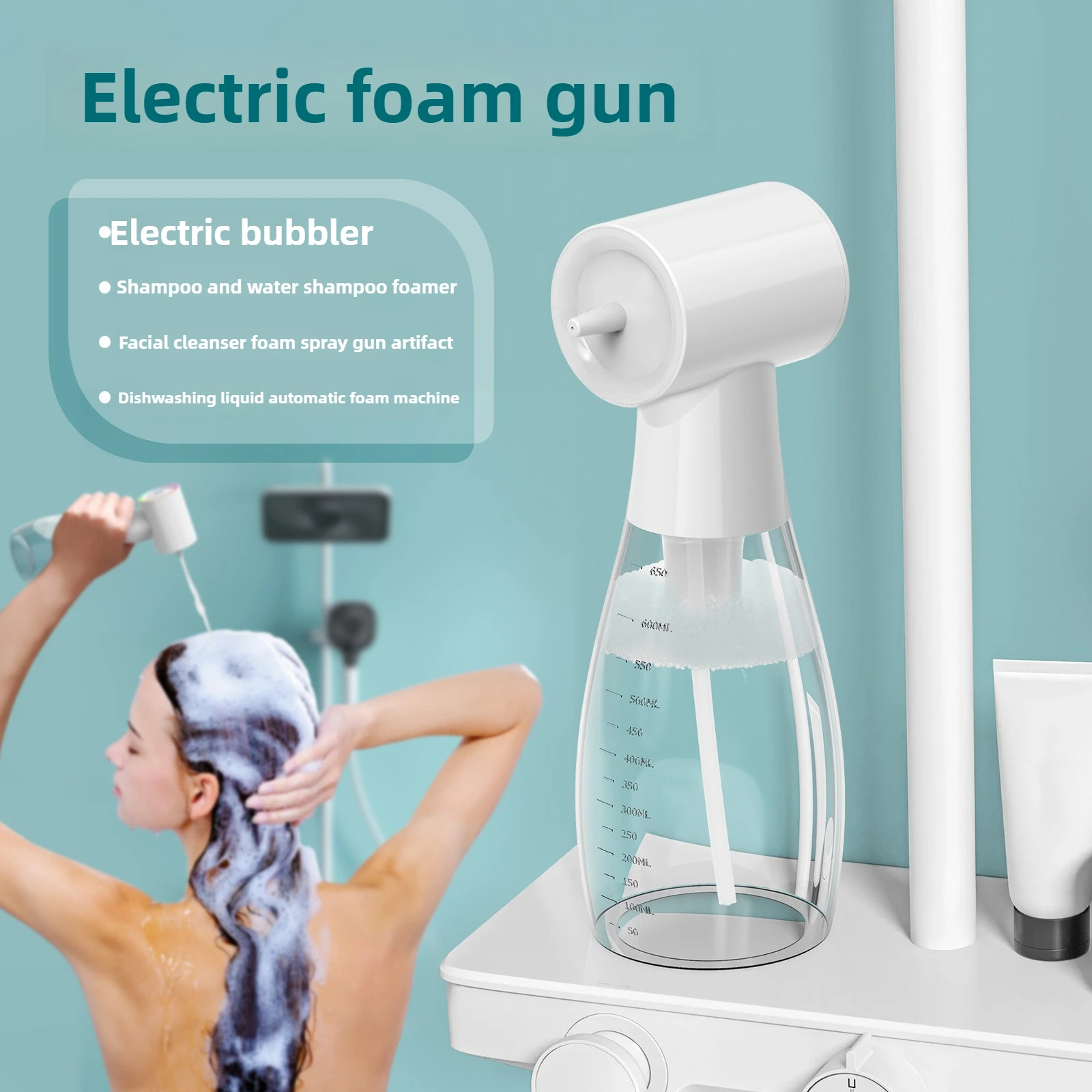 650ml Electric aerator Shampoo Foamer Facial cleanser Foam gun Detergent Automatic foam machine Soap dispenser