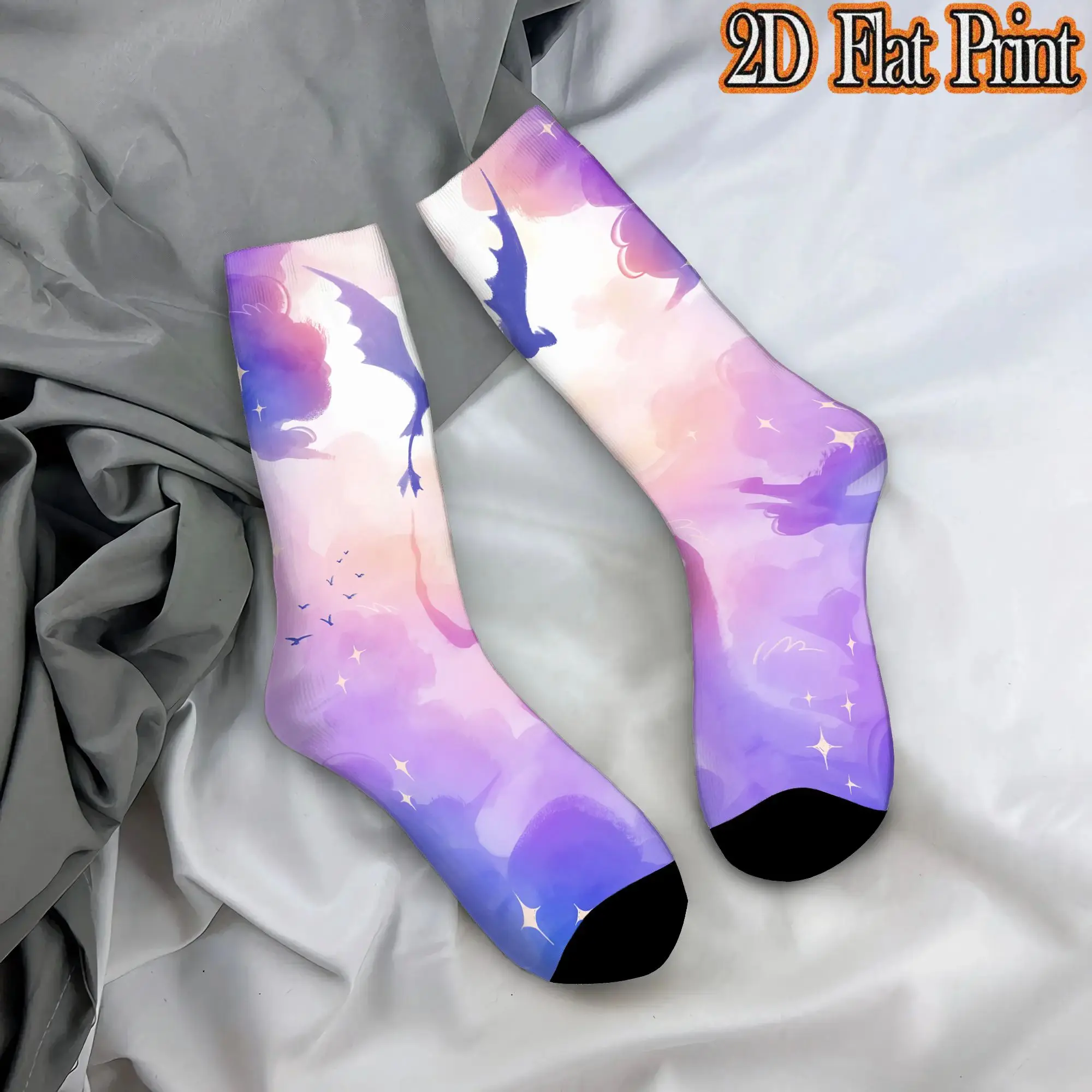 Fashion Retro Fourth Wing Men's CompressionSock Unisex Funny Mid-Calf Socks