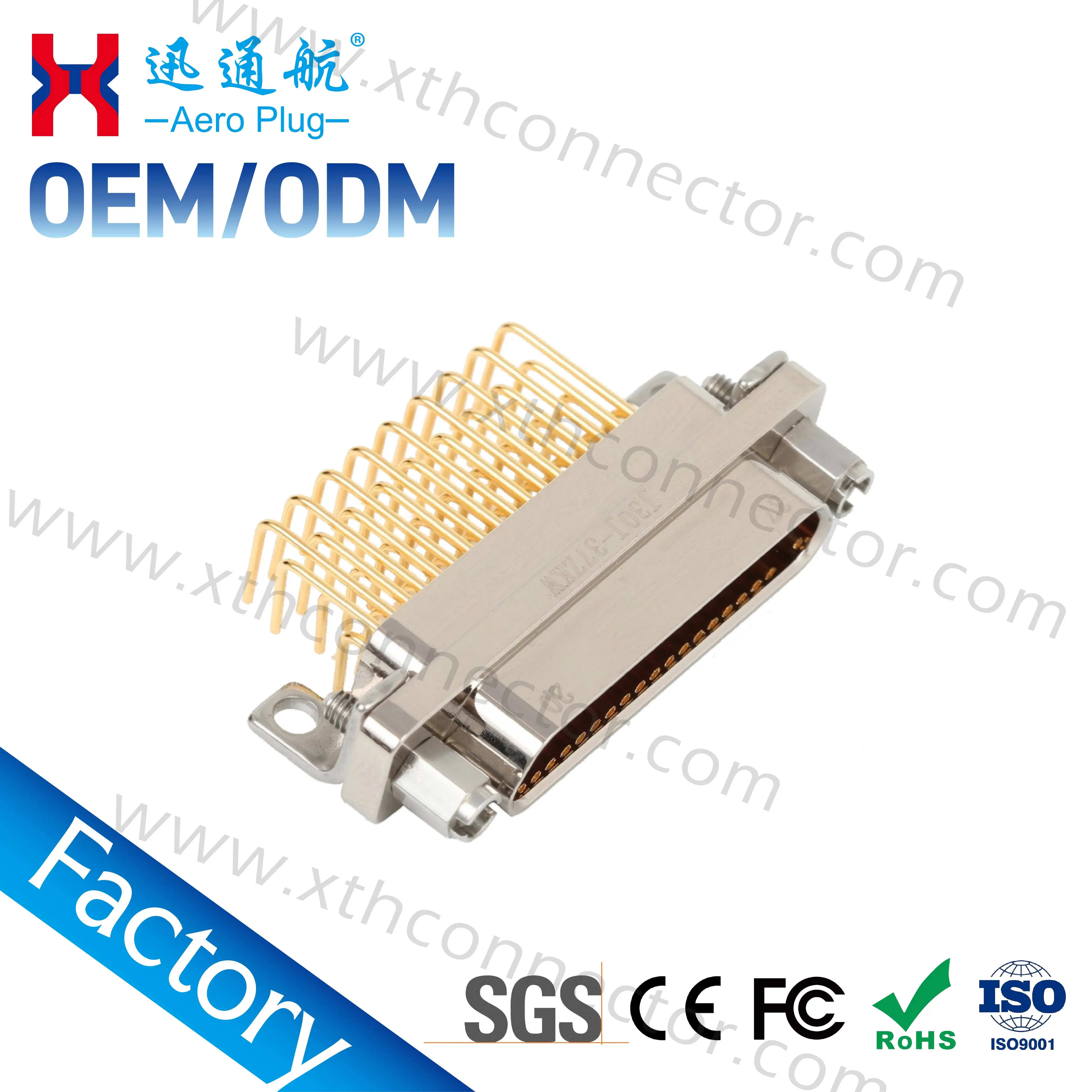 J30J-37TJW/ZKW-J 37-Pin J30J Micro-D Rectangular Connector (PCB Mount, Aviation-Grade Male Connector)