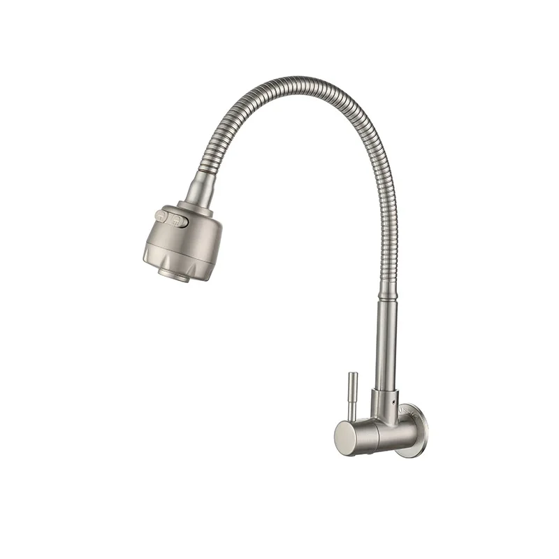 

Bathroom Accessories Brushed Stainless Steel Single Cooling Kitchen Wall Mounted Rotary Faucet