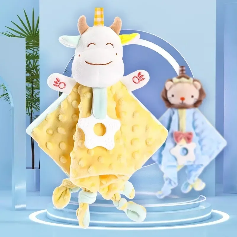 Coperta trapuntata per bambini Coperta di sicurezza per animali ripieni di peluche per neonati - Asciugamano lenitivo / Bambole che dormono per neonati in morbido peluche