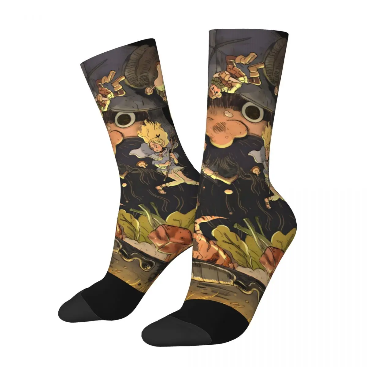 Vintage Delicious Crazy Men's compression Socks Unisex Dungeon Meshi Harajuku Seamless Printed Funny Novelty Happy Crew Sock