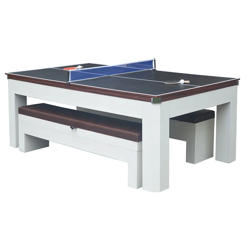 

7 Foot 3 in 1 Multifunctional Convertible Billiard Pool Table Dining Table with Benches