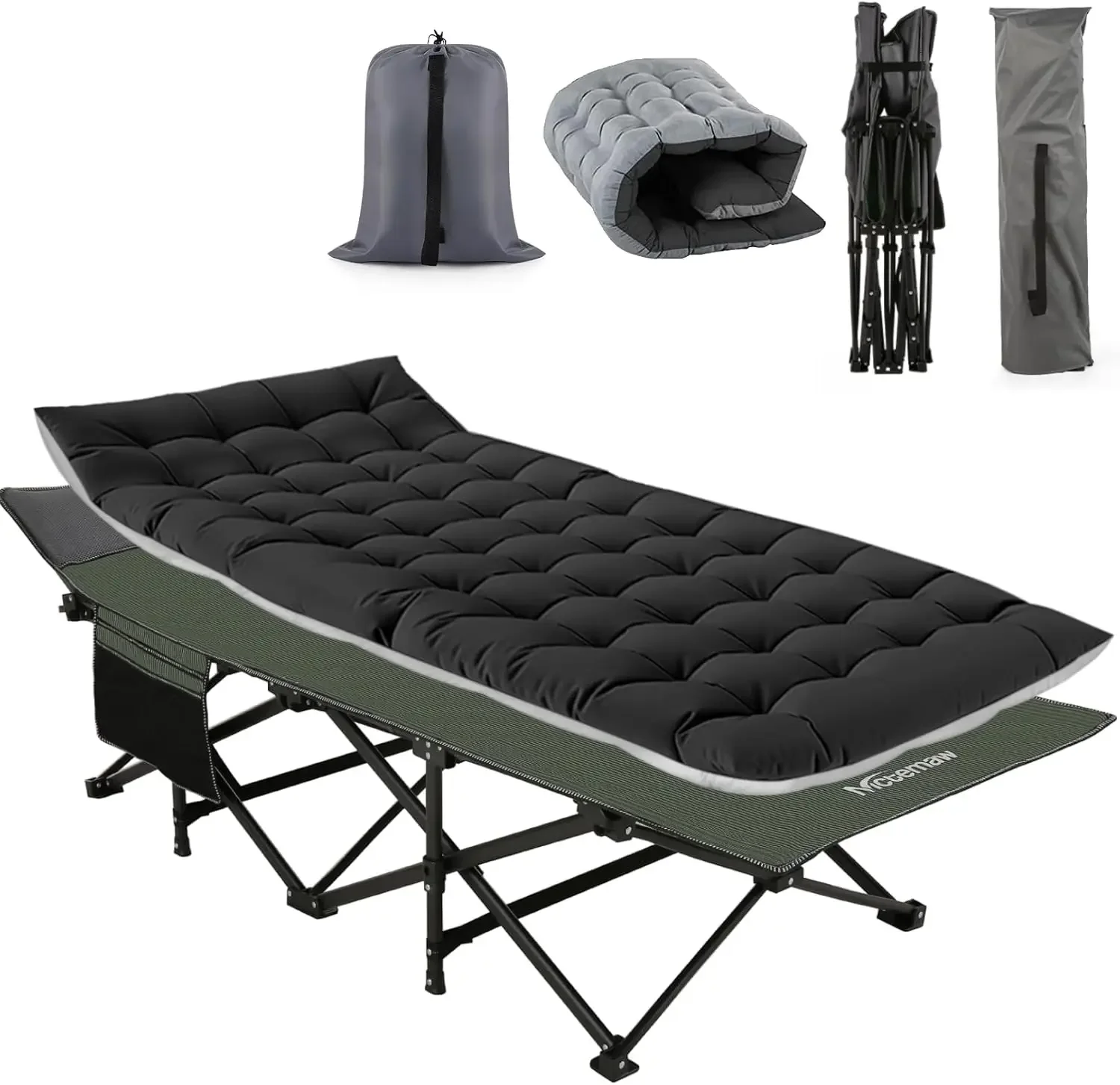 Folding Camping Cot, Portable Camping Cot for Adults, 900LBS Heavy Duty Sleeping Cots with Carry Bag