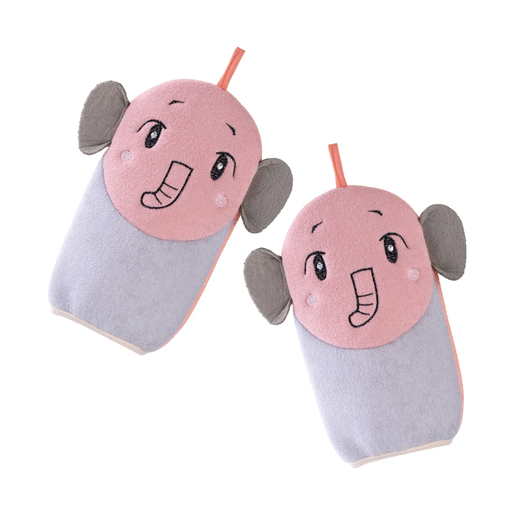 

2 Pcs Double Sided Bath Gloves Child Scrubber Loofah Pad Polyester Baby Deep Cleaning