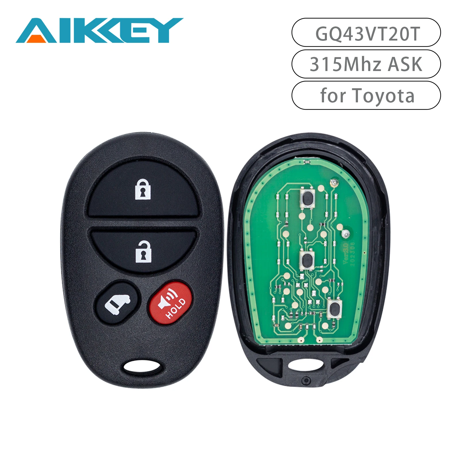 GQ43VT20T 315Mhz Car Key Remote Control Key Fob ASK for Toyota Vehicle Key Replacement Car Entry Parts Accessories