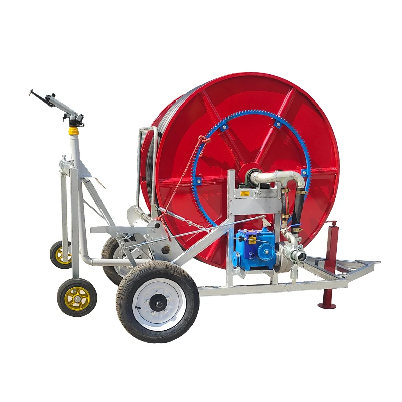 

Traveling Irrigation System with 50-200 Hose-Reel IoT Enabled Sprinkler Irrigator Featuring Gear Motor & Pump Core Components