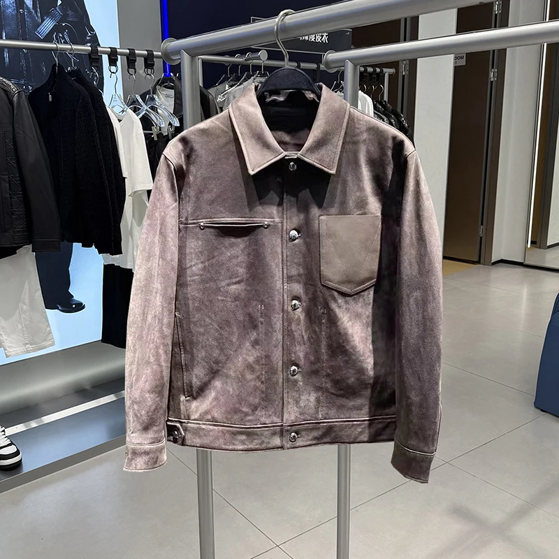 

Мужская повседневная кожаная куртка Bird Poer на осень-зиму с отложным воротником, в американском рабочем стиле, утепленная, молодежная, модная