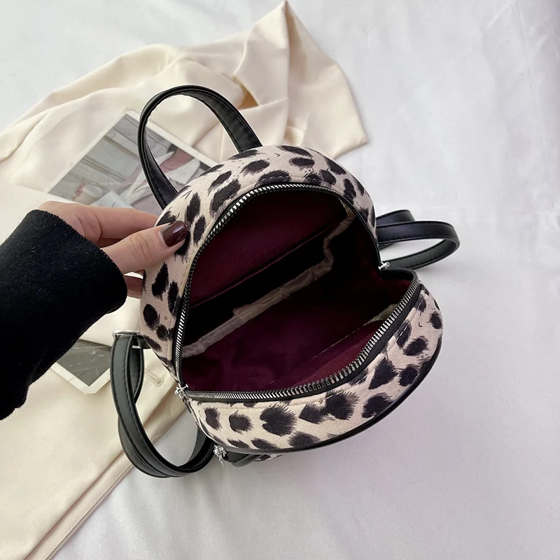 Mochila de lona con patrón de leopardo para mujer, bolso escolar de diseñador, bolsa de viaje, informal, versátil