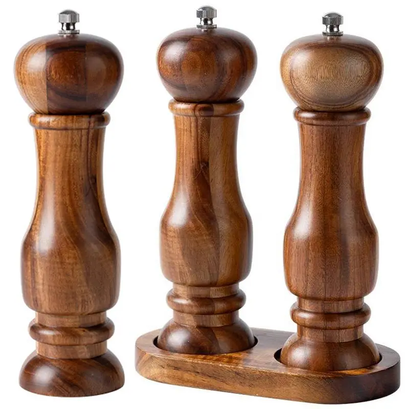 

Мельница для перца из мелкого дерева акации, наборы 7 дюймов, ручные мельницы для перца, шейкер для западных специй, инструмент для измельчения морской соли, бутылка для приправы