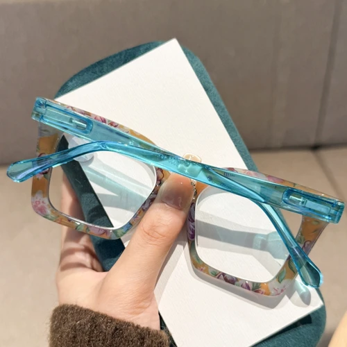 Imagen 2 del producto Gafas de lectura con marco grande y patrón de flores, gafas de presbicia con luz azul a la moda, dioptrías + 4,0