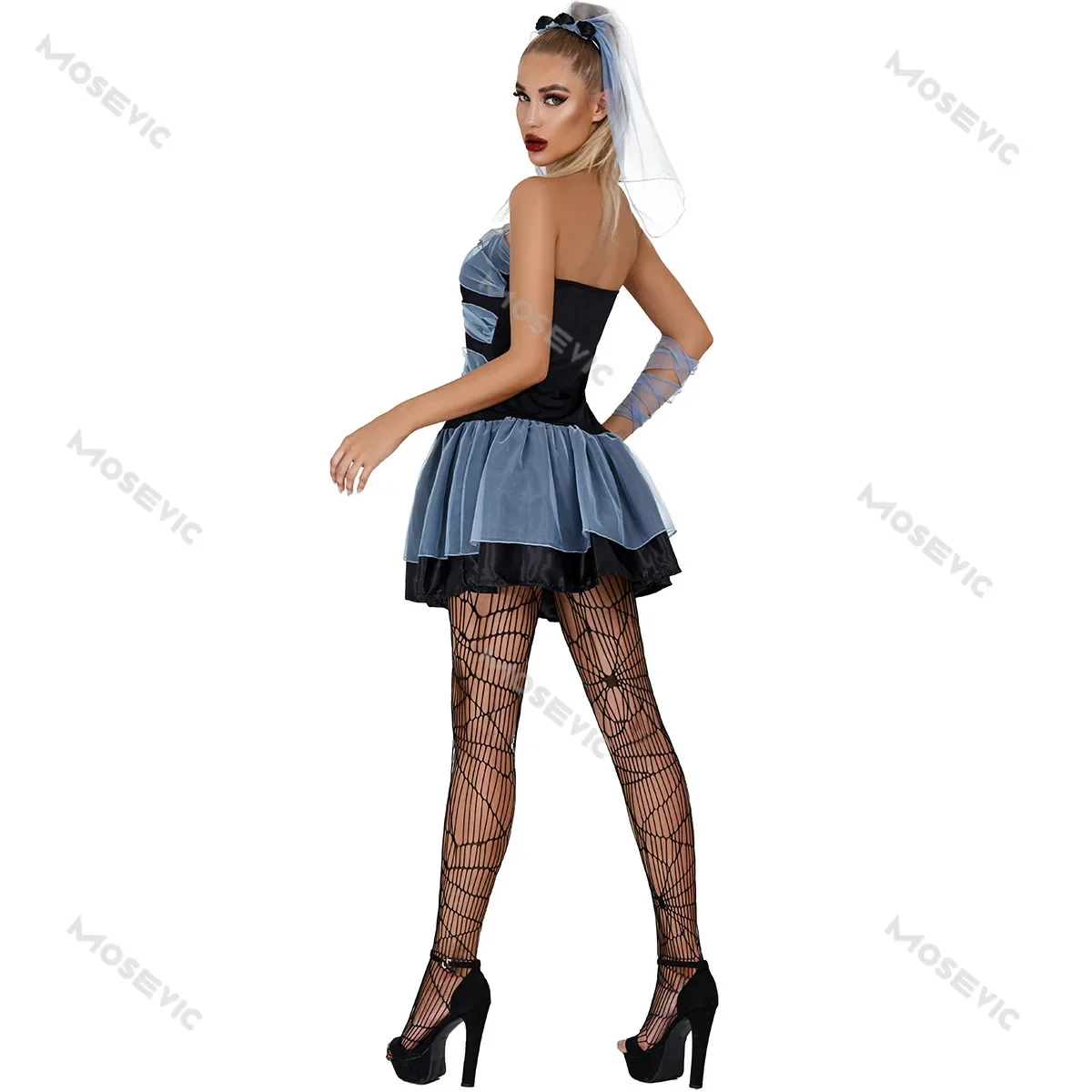 Disfraces de Halloween para mujer, fantasma, novia, vampiro, vestido de fiesta del diablo zombi, conjunto de velo, traje de Cosplay aterrador para mascarada