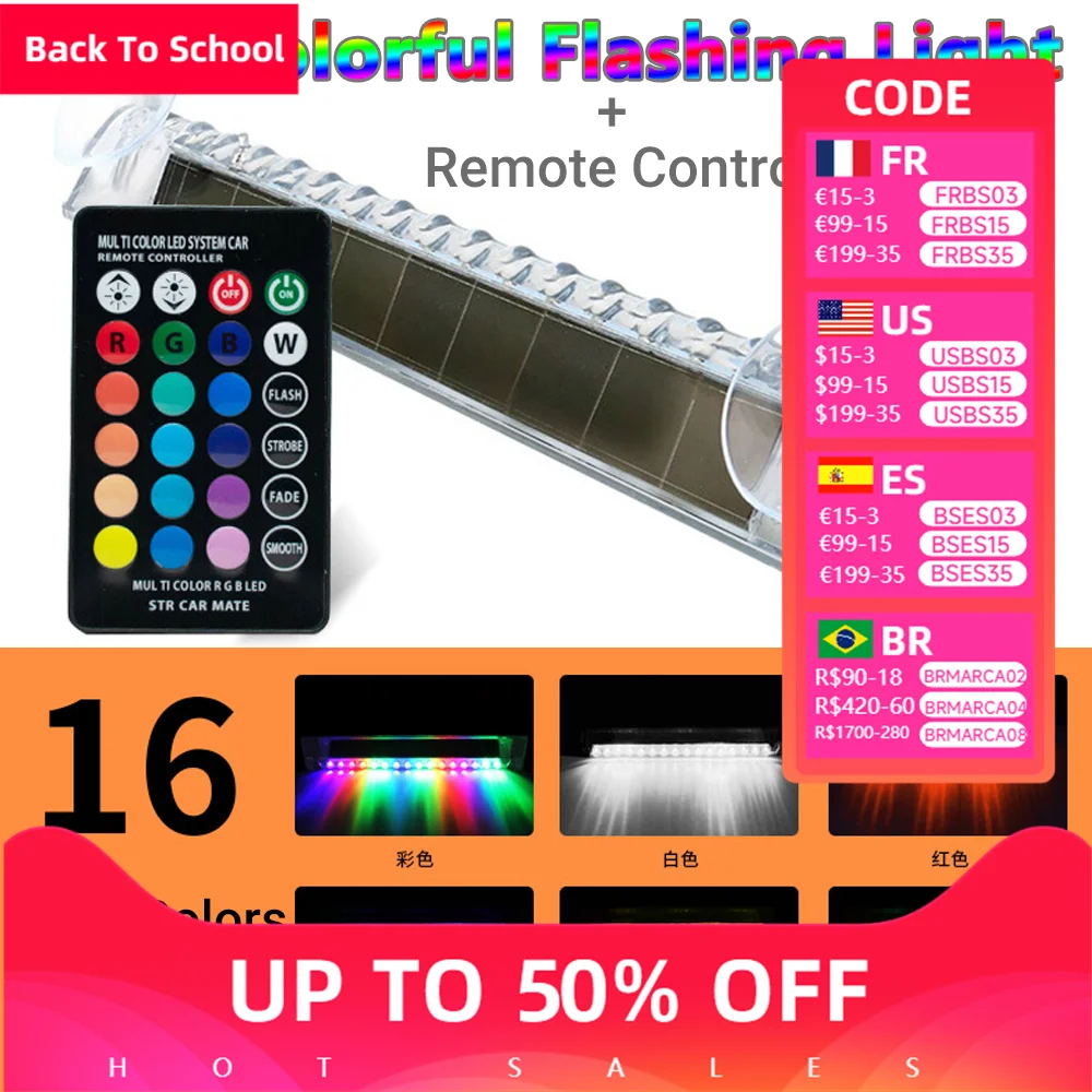 

LED Wireless Car LED Alarm Lamp Solar Flash Warning Lamp Super Bright Colorful Universal Interior Decoration Signal Light