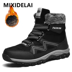 New Warm Plush Snow Boots High Top Men's Boots Winter Plus Size Hiking Boots Outdoor Anti-Slip Ankle Boots Men's Winter Sneakers