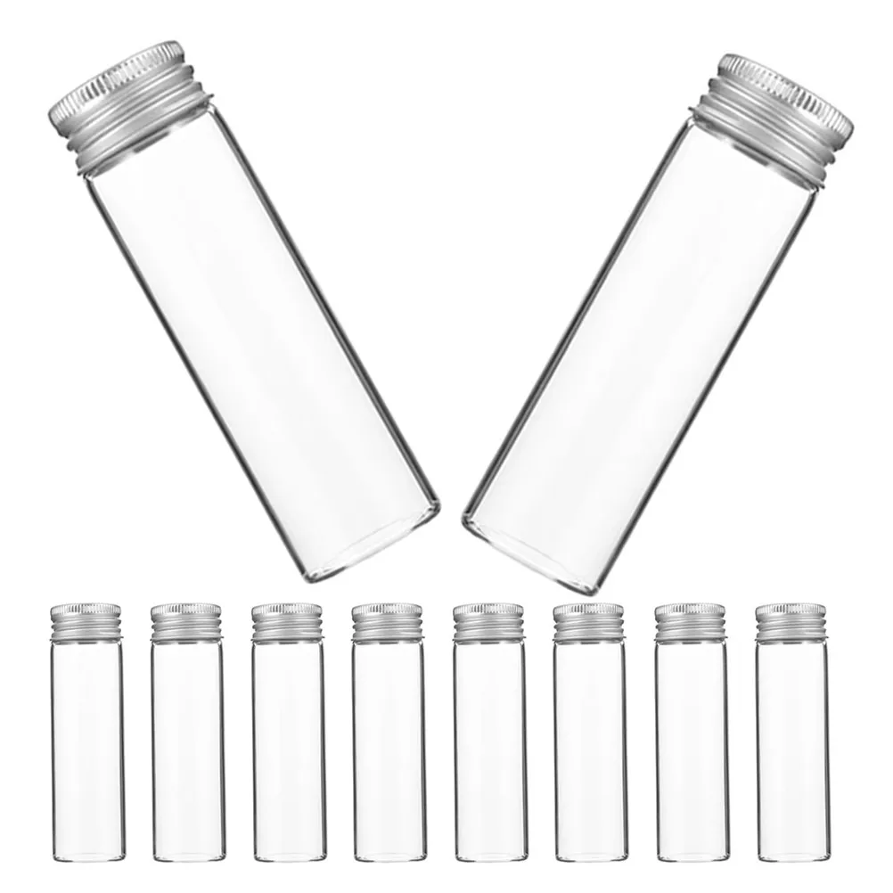 

10Pcs Clear Mini Glass Bottles Aluminum Screw Caps Liquid Storage Vials Perfume Essential Oil Sample Small Transparent Screw Lid