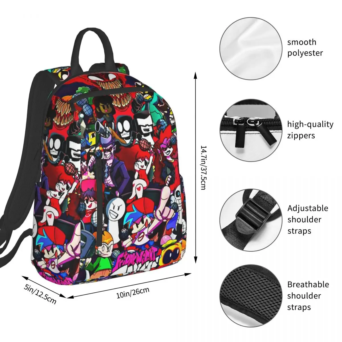 Friday Night Funkin Characters Fnf Game Backpack Student BookBag Children School Bag Computer Shoulder Bags Men Women
