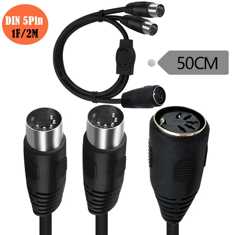 Din 5Pin Macho para Dual 2 Fêmea Áudio MIDI Adaptador Cabo de Extensão Y Cabo Adaptador 1 Peça