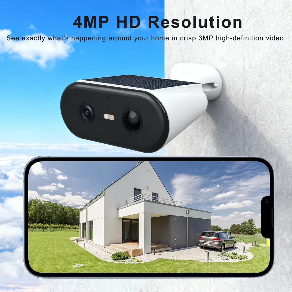ANSVICAM 2K Solar Security Camera Wireless Outdoor Wire-Free with Battery AI Human Detection Color Night Vision Flash Alarm IP66