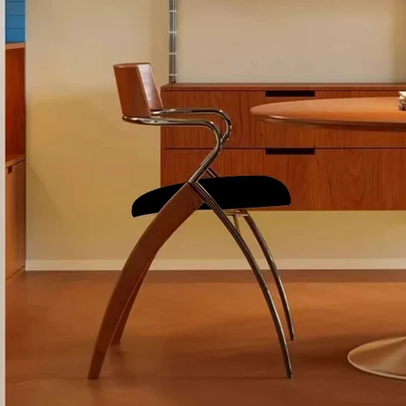 

Used dining chair designer home retro modern simple solid wood backrest armchair Internet celebrity café
