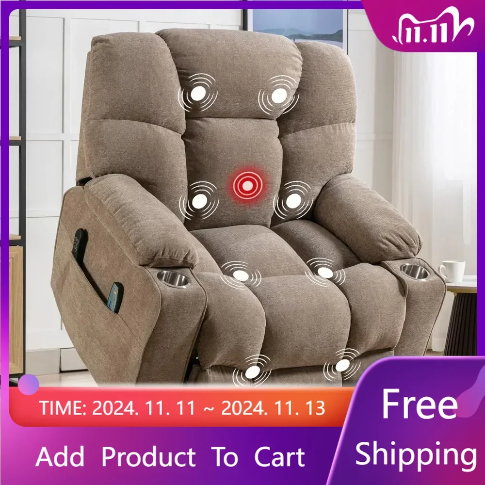 

Dual Motor Large Power Lift Recliner Chair for Elderly with Massage and Heat,Oversized Lay Flat Sleeper Electric Recliner