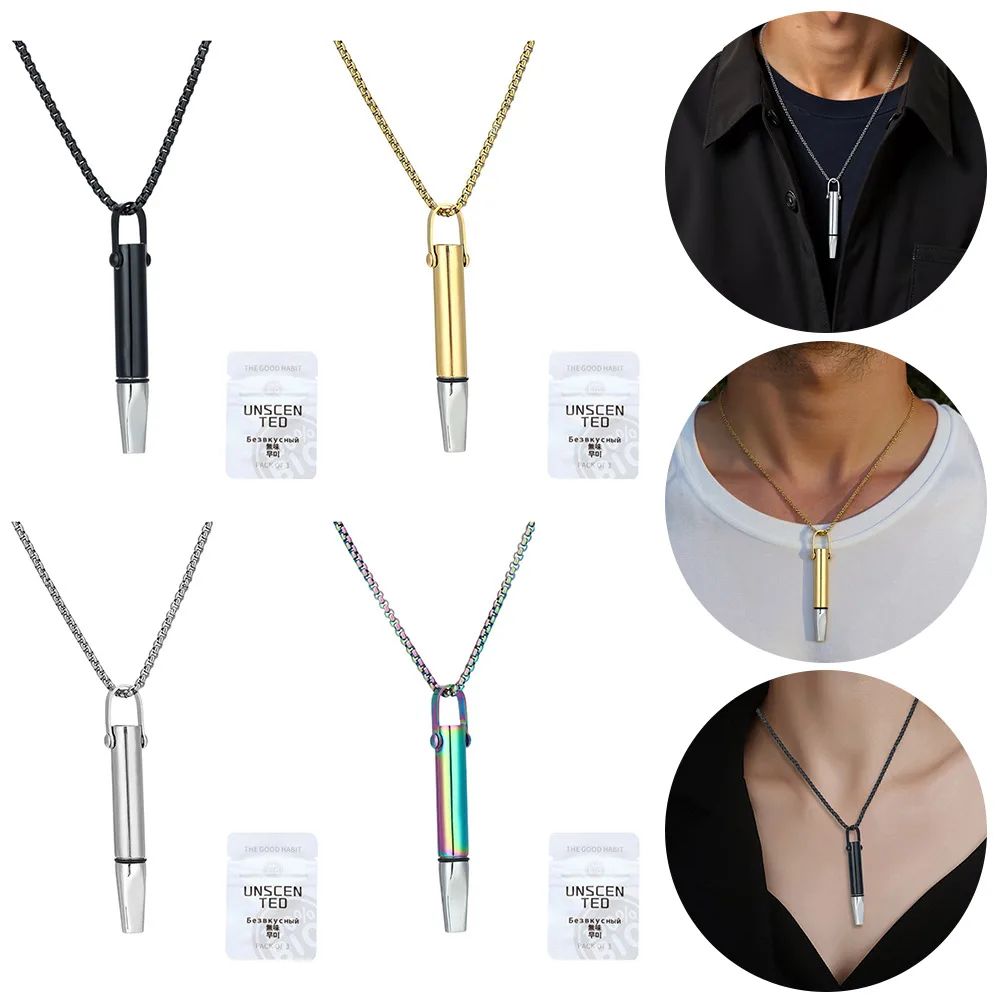 

Breathing Necklace with Filter Cotton Quitting Smoking Meditation Pendant Wear Resist Quit Smoking Necklace Anxiety Relief Items