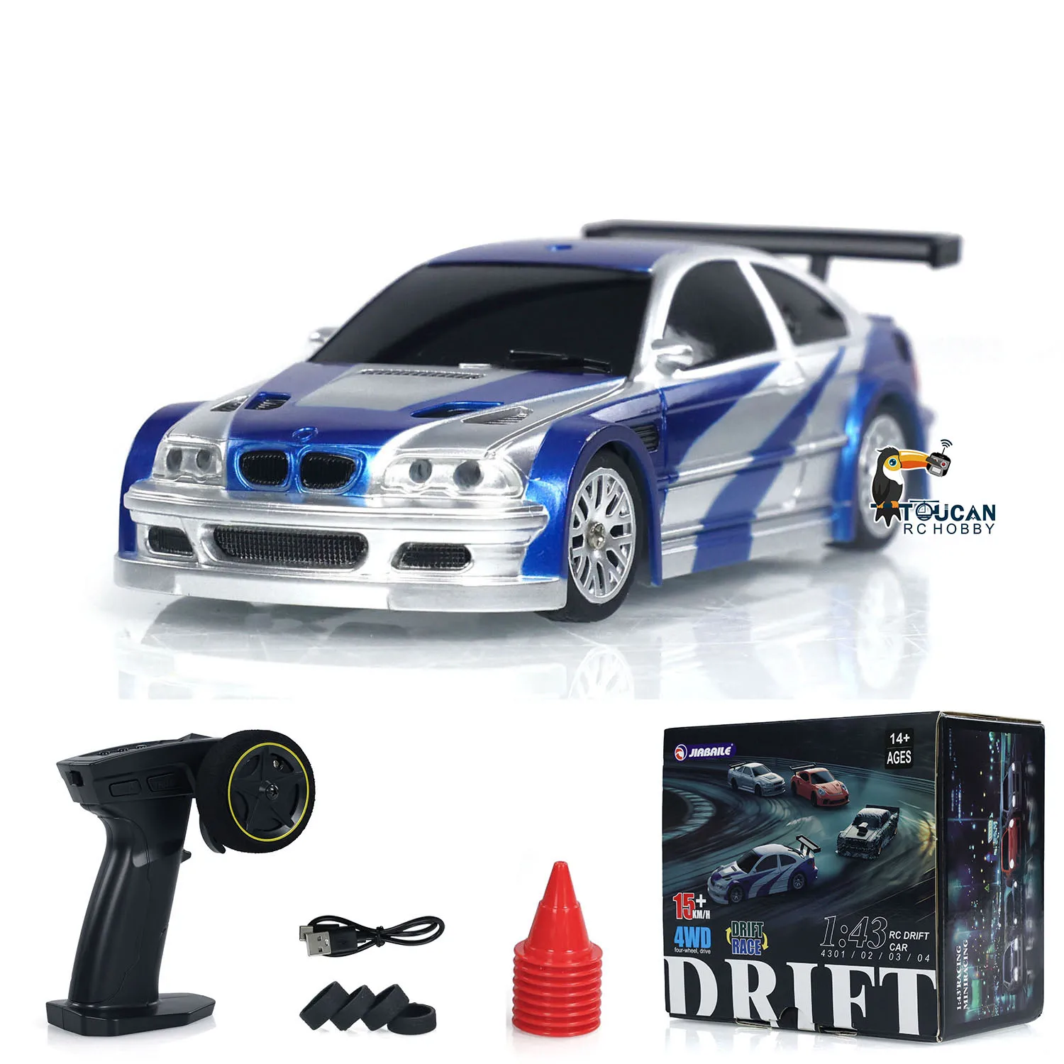 Drifting Car Model Toy para Meninos, 4WD, 2.4G, Escala 1/43 RC Mini, RTR Four-Wheel Drive, Rádio Controle, Alta Velocidade Drifting Cars, Presente