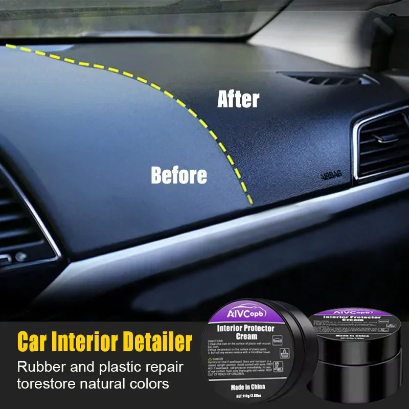 Автомобильный восстановитель пластика, кристально чистый автомобильный интерьер, обновление кожи и панели, восковое покрытие, средство обратно в черный глянцевый автомобильный воск-лак
