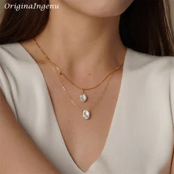 Natural Baroque Pearl Necklace Handmade Jewelry Gold Filled Choker Pendants Femme Kolye Collares Boho Necklace For Women