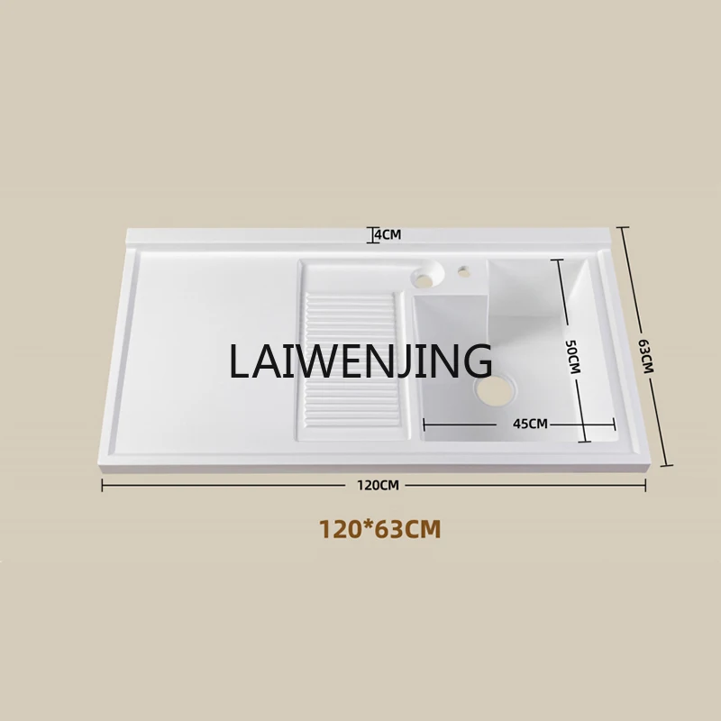 

MJY household custom laundry pool with rubbing board corner cutting laundry cabinet integrated countertop