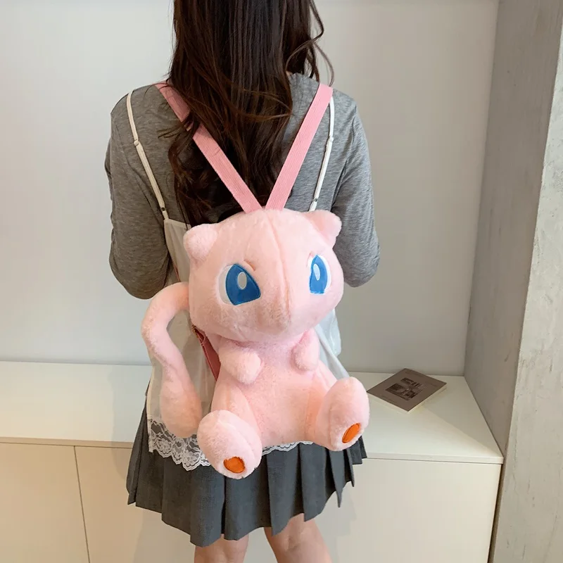 Cartoon Mew Sylveon Plüsch-Rucksack, weiche, flauschige, gefüllte Raichu-Umhängetasche für Studenten, tägliche Reiseaufbewahrung, Dekoration, Fans-Geschenke – Detail 7