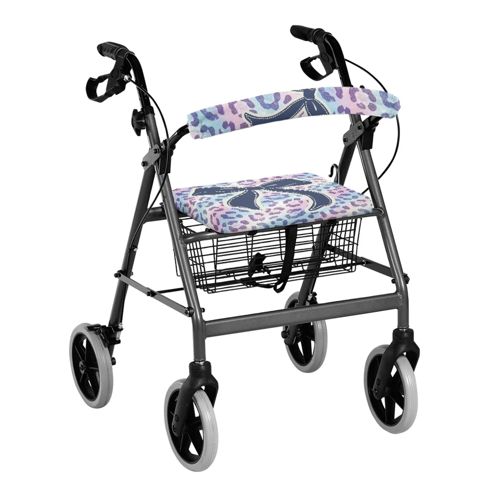 Coloranimal Protective Cover Adjustable Buckle 2PCS Rollator Accessories for The Elderly for Streets Dark Blue Bow