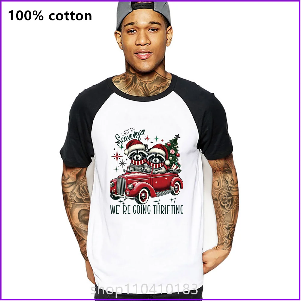 Get In Scavenger We Are Going Thrifting Merry Christmas T Shirts For Men'S Women Tshirt T-Shirt Fahion Cotton Long Sleeve Compre