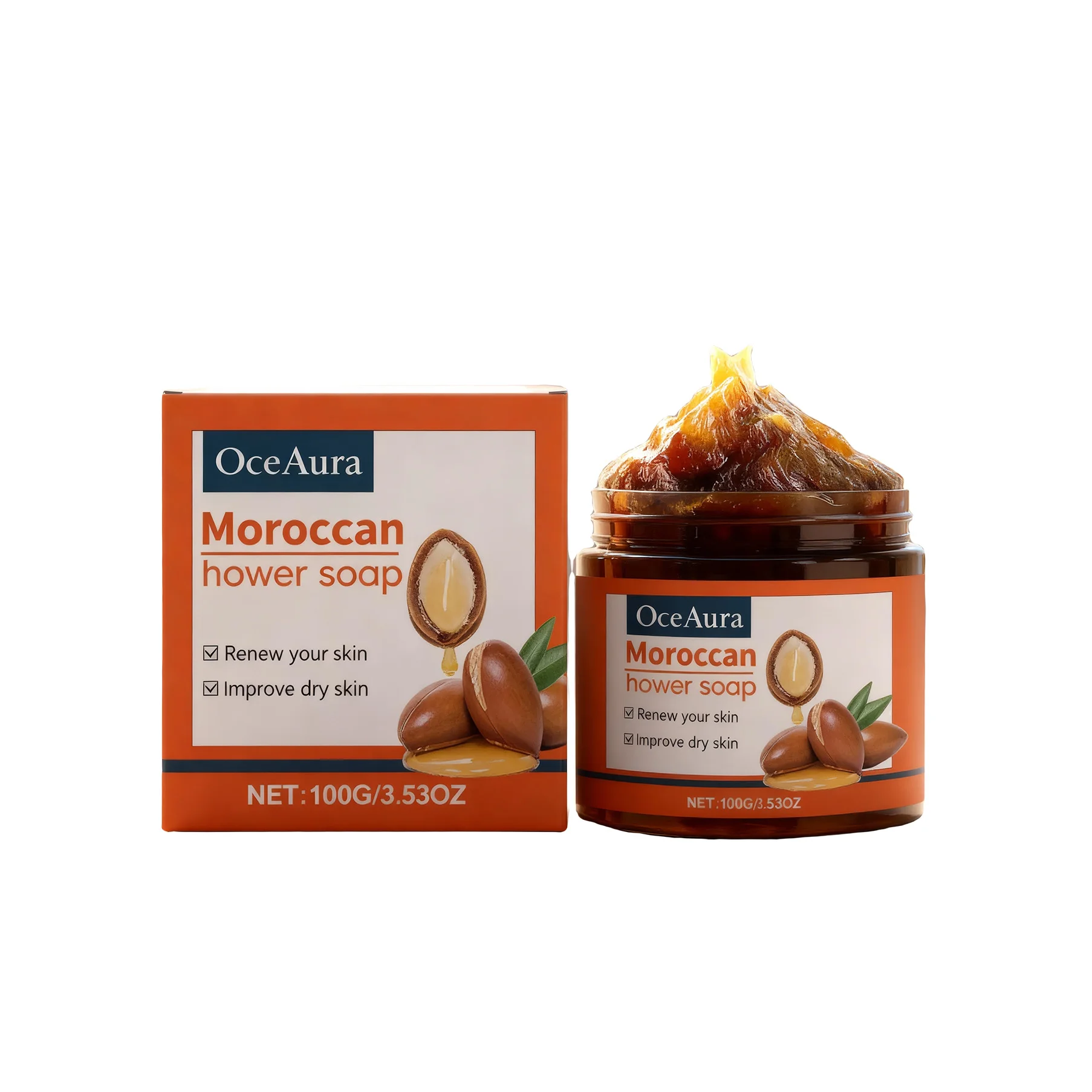 

OceAura Moroccan bath soap cream Gentle Cleansing Moisturizing Hydrating Body Wash for Dry Skin Care Daily Bath Soap