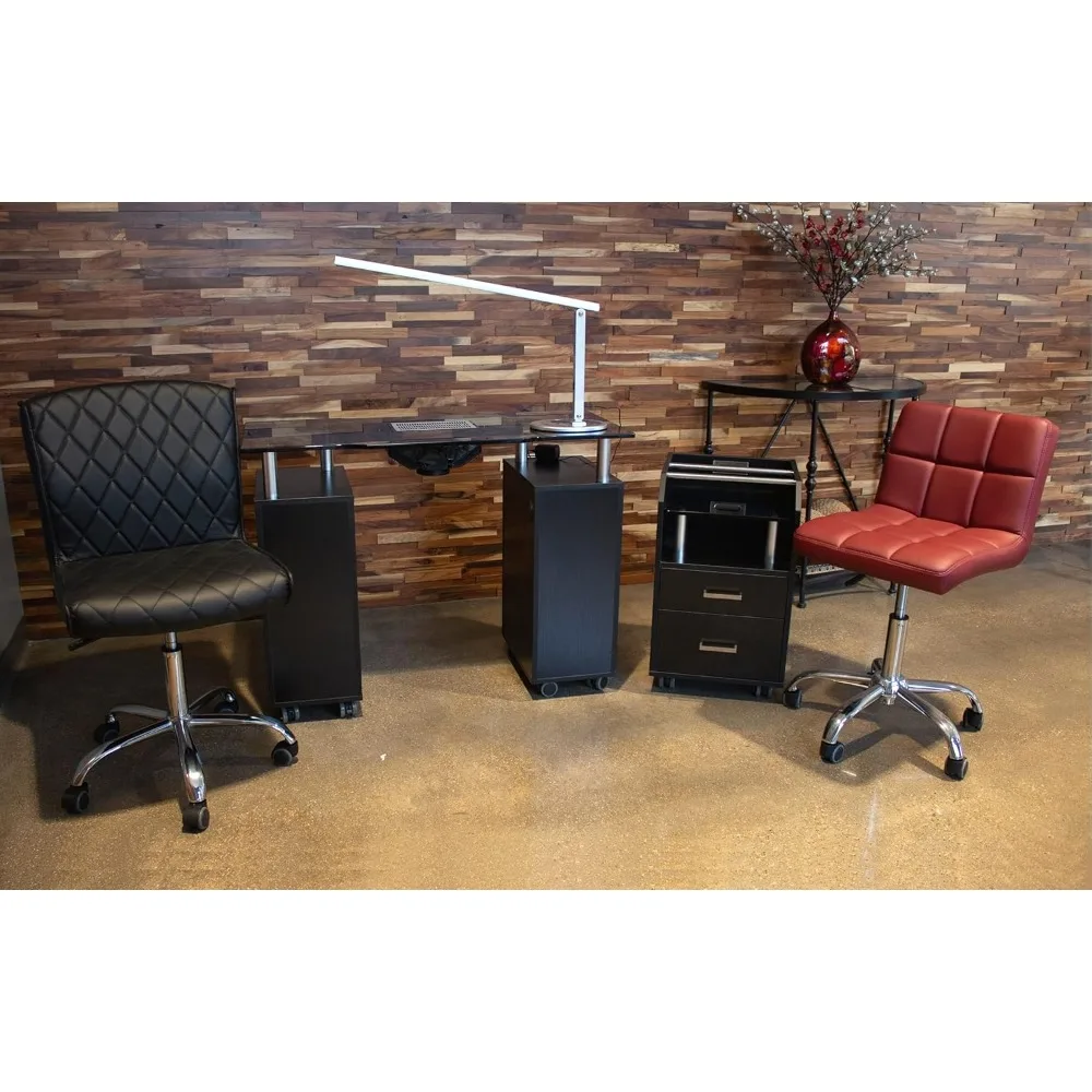 Glass Glow Pedicure Trolley BLACK Cart for Nail Salon Furniture & Equipment