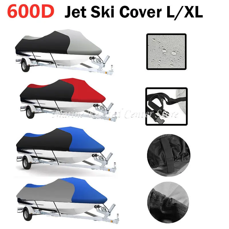 

600D Waterproof Motor Boat Cover L/XL For Yamaha WaveRunner EXR VX Cruiser For Sea Doo GTI Motorboat Jet Ski Trailerable Cover